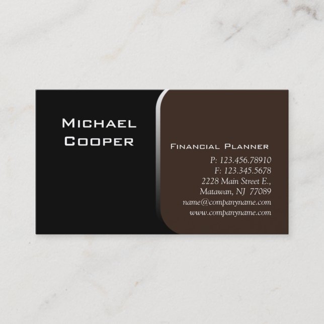 Professional Business Card Financial Planner Brown (Front)