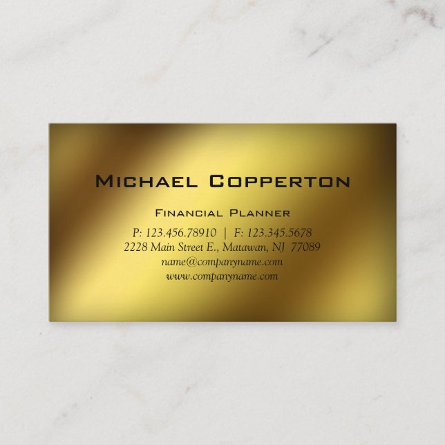 Professional Business Card Financial Planner Gold (Front)