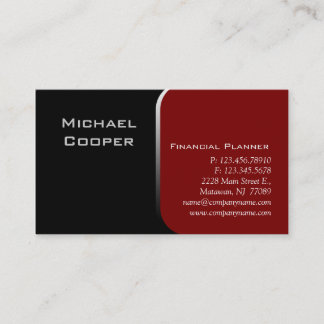 Professional Business Card Financial Planner Red 2