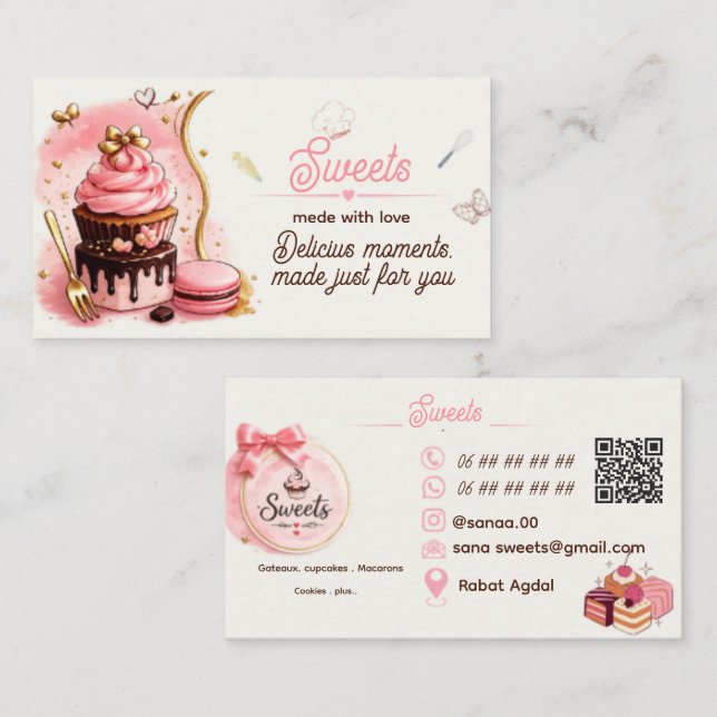 Professional Business Card for Sweets Shops (Front/Back)