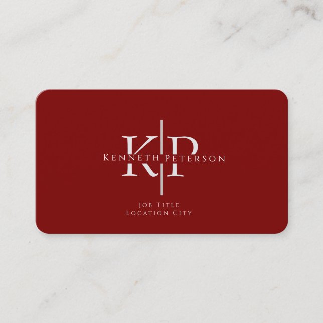 Professional Business Card Monogram Initials (Front)