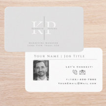 Professional Business Card with Initials and Photo