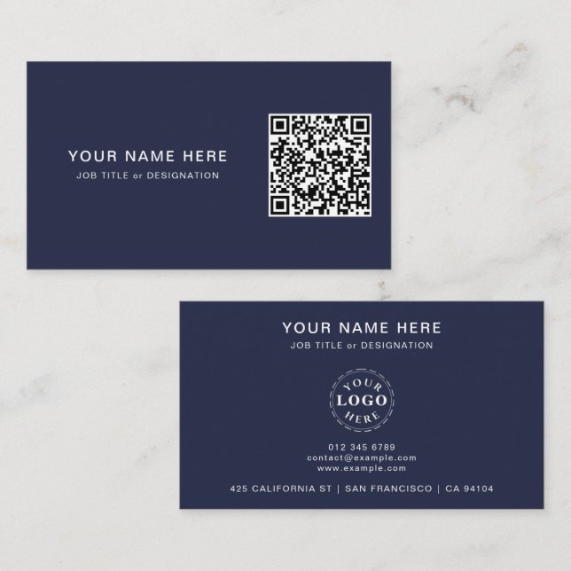 Professional Business Card with QR Code & Logo (Front/Back)