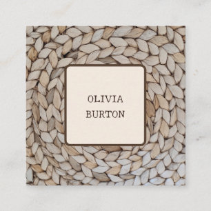 Professional business card with rattan texture.