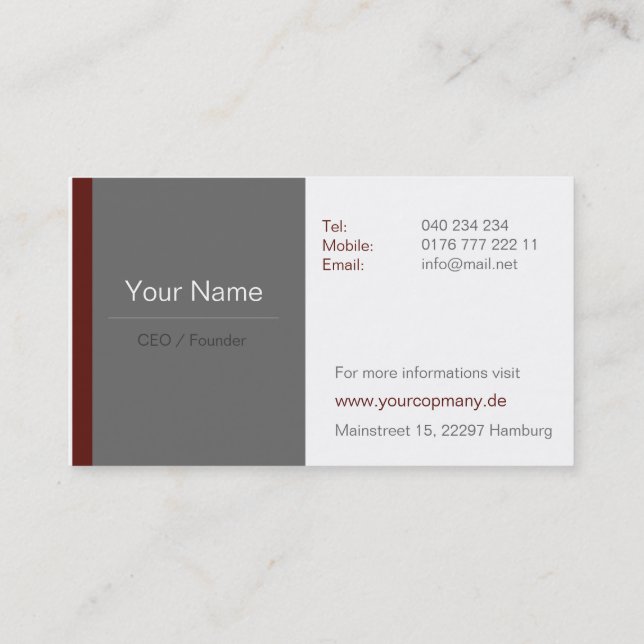 Professional business cards brown/red (Back)