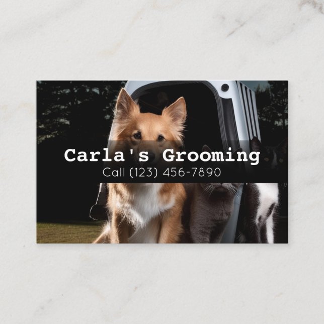 Professional Business Cards Mobile Pet Grooming (Front)
