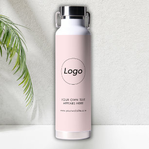 Professional Business Company Corporate Logo Pink Water Bottle