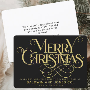 Professional Business Company Logo Gold And Black Holiday Card