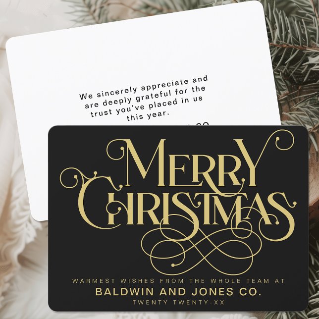 Professional Business Company Logo Gold And Black Holiday Card (Creator Uploaded)