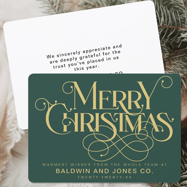 Professional Business Company Logo Gold And Green Holiday Card (Creator Uploaded)