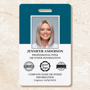 Professional Business Employee ID Security Teal ID Badge