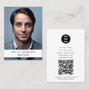 Professional Business Employee Photo QR Code Business Card