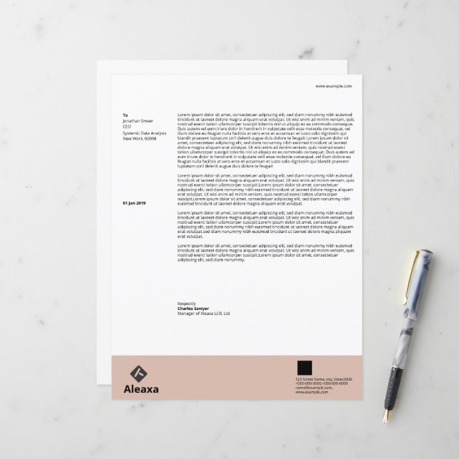 Professional Business Letterhead Template (Front/Back In Situ)