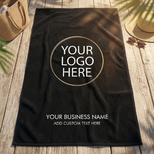 Professional Business Logo and Text Company Black  Beach Towel