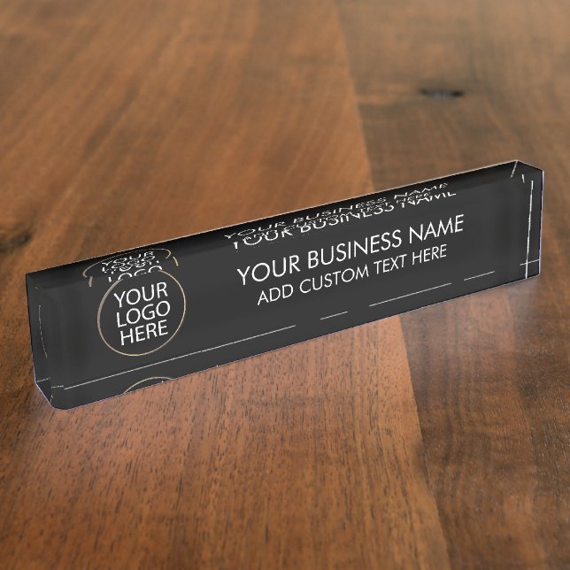 Professional Business Logo and Text Company Black Nameplate (Side)