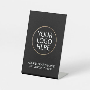 Professional Business Logo and Text Company Black Pedestal Sign