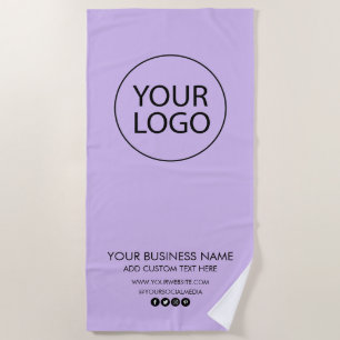 Professional Business Logo and Text Company Purple Beach Towel