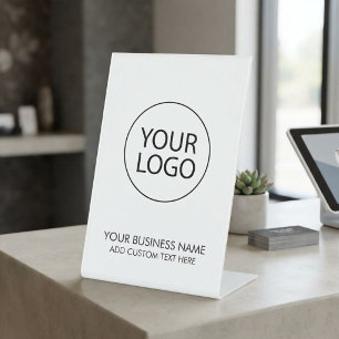 Professional Business Logo and Text Company Purple Pedestal Sign
