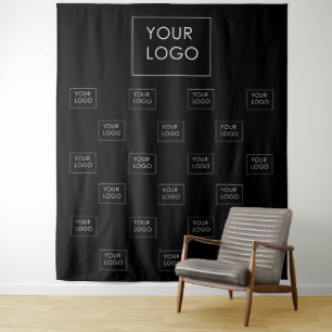 Professional Business Logo Black Fair Backdrop  Tapestry