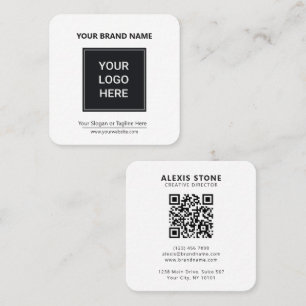 Professional Business Logo Black & White QR Code Square Business Card