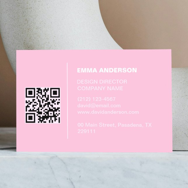 Professional Business logo Bold Pink Qr Code  Card (Zazzle Professional Business logo Bold Pink Qr Code  Business Card (Back))