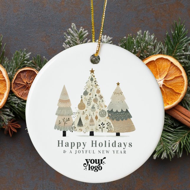 Professional Business Logo Client Gift Christmas Ceramic Tree Decoration (Creator Uploaded)