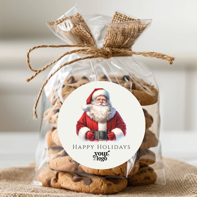 Professional Business Logo Client Gift Christmas Classic Round Sticker (Creator Uploaded)