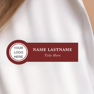 Professional Business Logo Employee Dark Red Name Tag