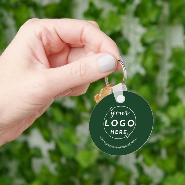 Professional Business Logo Minimalist Green Key Ring (Hand)