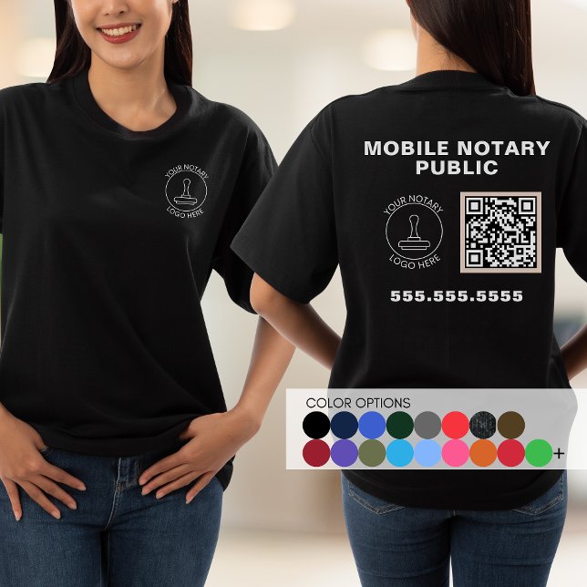 Professional Business Logo QR Code Notary Work T-Shirt (Creator Uploaded)