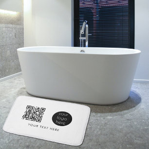 Professional Business Logo QR Code & Text  Bath Mat