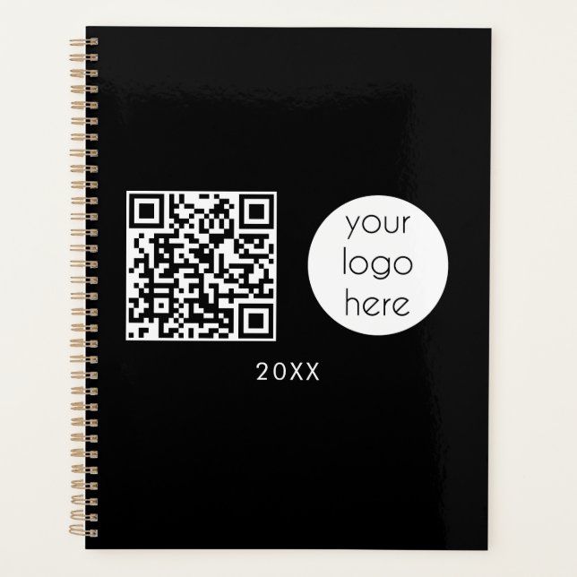 Professional Business Logo QR Code & Text  Planner (Front)