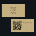 Professional Business Logo Tan Brown QR Code Card<br><div class="desc">This sleek, modern business card design in a refined tan shade offers a sophisticated and professional aesthetic, perfect for networking and making strong first impressions. Featuring a minimalist layout with space for a customisable logo on the front and a QR code for instant digital connections on the back, this design...</div>
