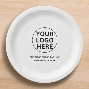 Professional Business Logo & Text Black & White  Paper Plate