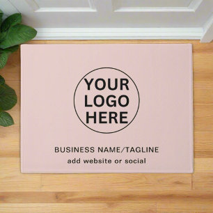 Professional Business Logo & Text Blush Pink  Doormat