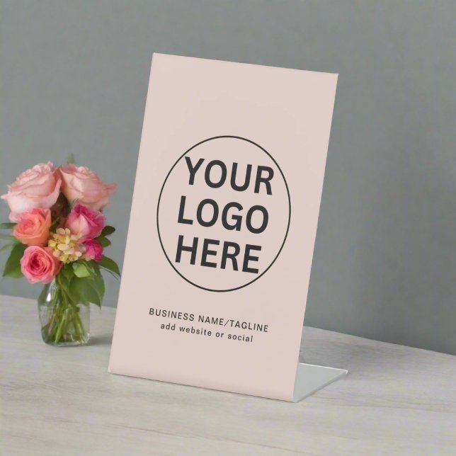 Professional Business Logo & Text Blush Pink  Pedestal Sign (Creator Uploaded)