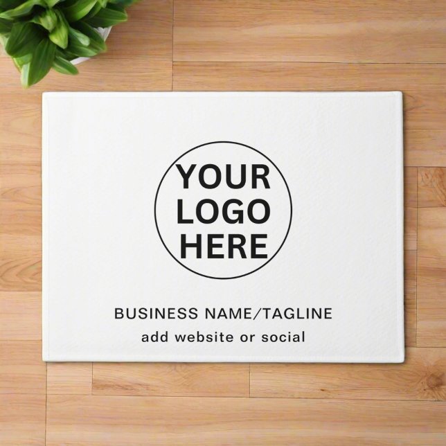 Professional Business Logo & Text Branded White Doormat (Creator Uploaded)