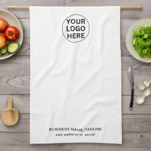 Professional Business Logo & Text Branded White Tea Towel