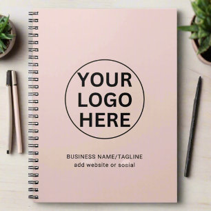 Professional Business Logo & Text Clean Blush Pink Notebook