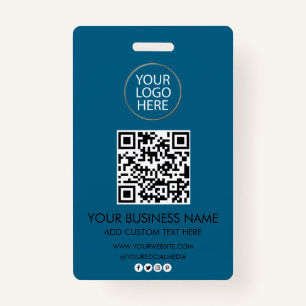 Professional Business Logo & Text Company QR Code  ID Badge
