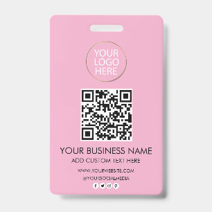 Professional Business Logo & Text Company QR Code  ID Badge