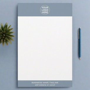 Professional Business Logo & Text Dusty Blue Stationery