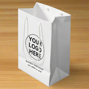 Professional Business Logo & Text l Black & White  Medium Gift Bag