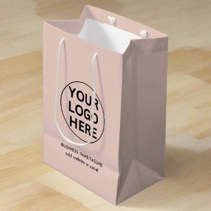 Professional Business Logo & Text l Blush Pink Medium Gift Bag