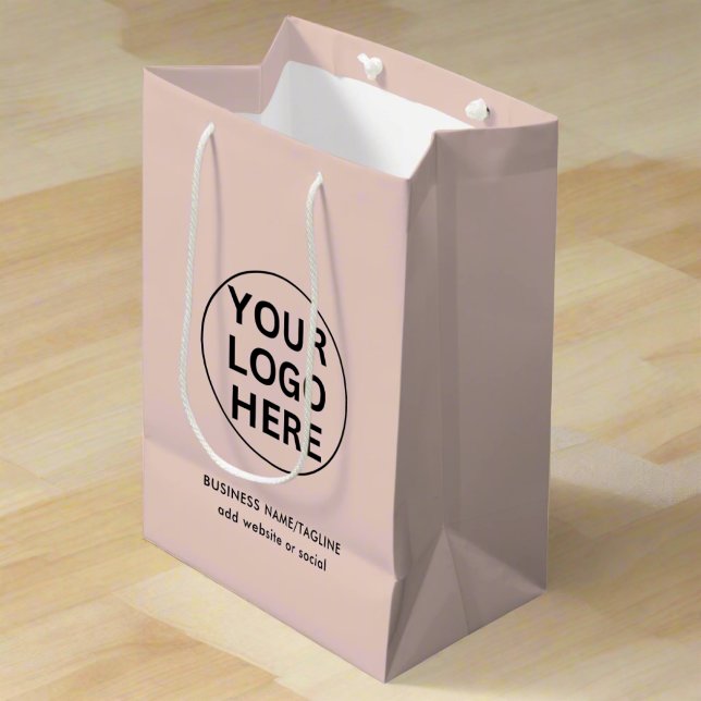 Professional Business Logo & Text l Blush Pink Medium Gift Bag (Creator Uploaded)