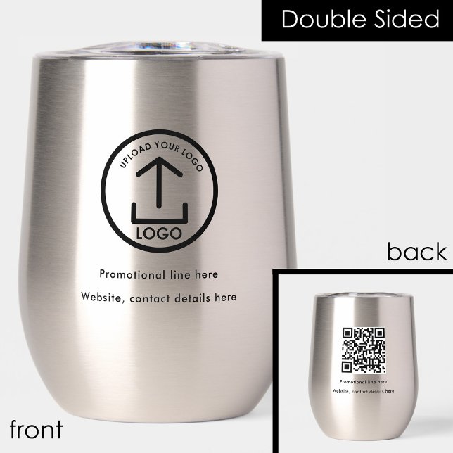 Professional Business Logo Text Promo QR Code (Professional Business Logo Text Promo QR Code Thermal Wine Tumbler)
