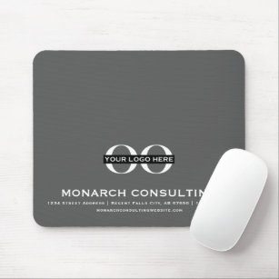 Professional Business Logo with Contact Info Grey Mouse Pad