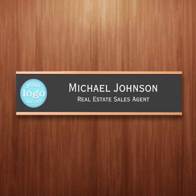 Professional Business Office Logo Name Title Black Door Sign (Professional Business Office Logo Name Title Black Door Sign)