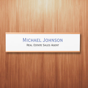 Professional Business Office Name Title Blue White Door Sign