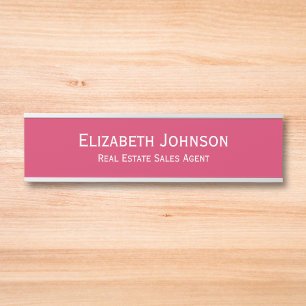 Professional Business Office Name Title Dark Pink Door Sign